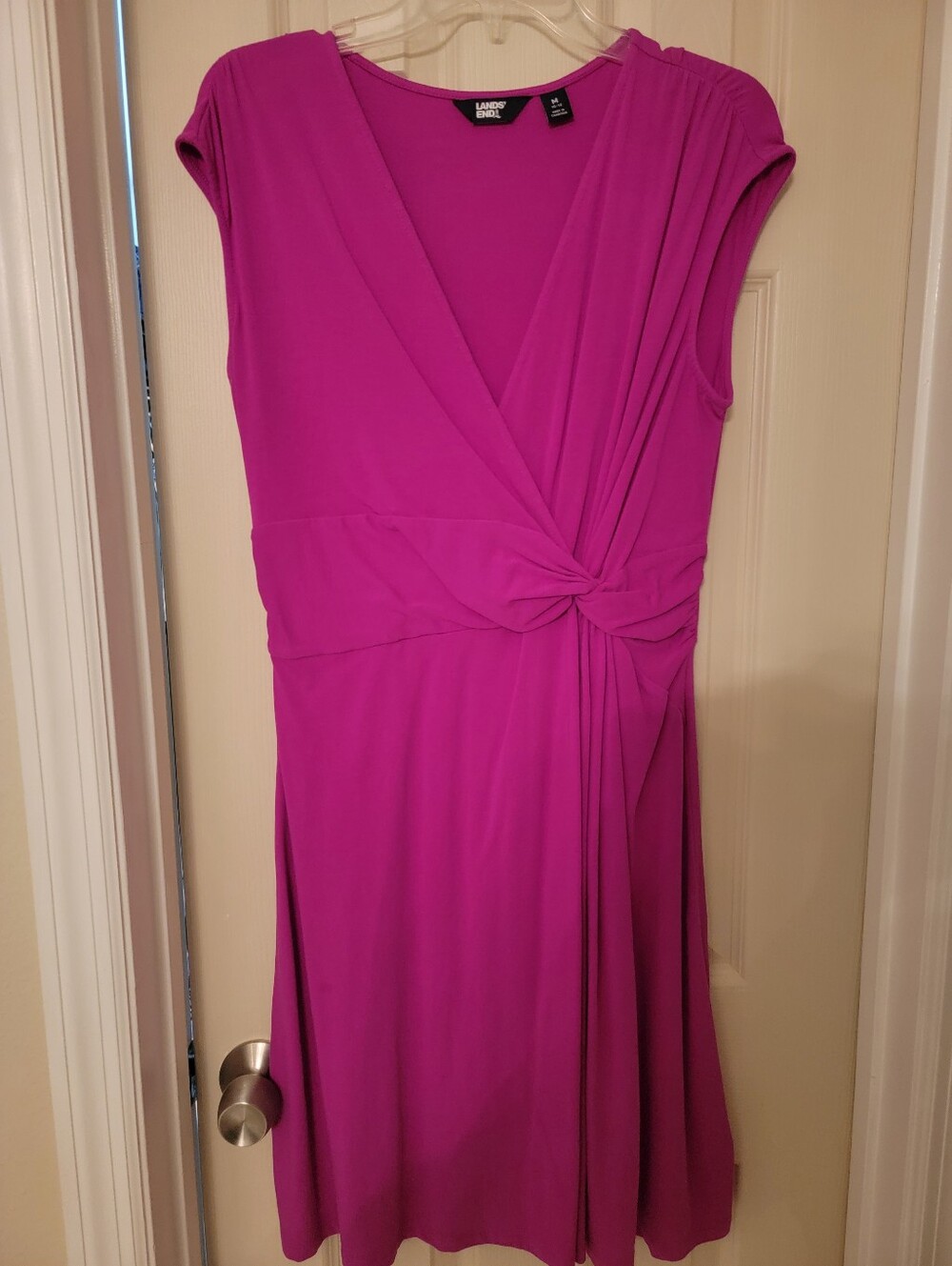 Lands End Magenta Knot-Front Midi Dress